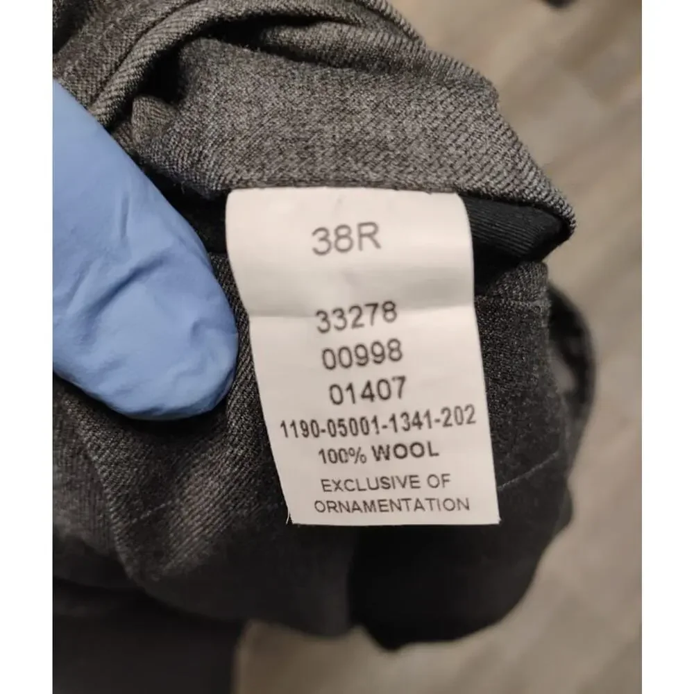 Jos A Bank Coat Mens 42 R dark Gray Wool Blazer Suit Jacket pants 38W X 30 L